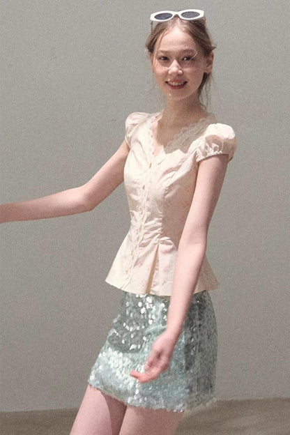 Sequin A-Line Mini Skirt