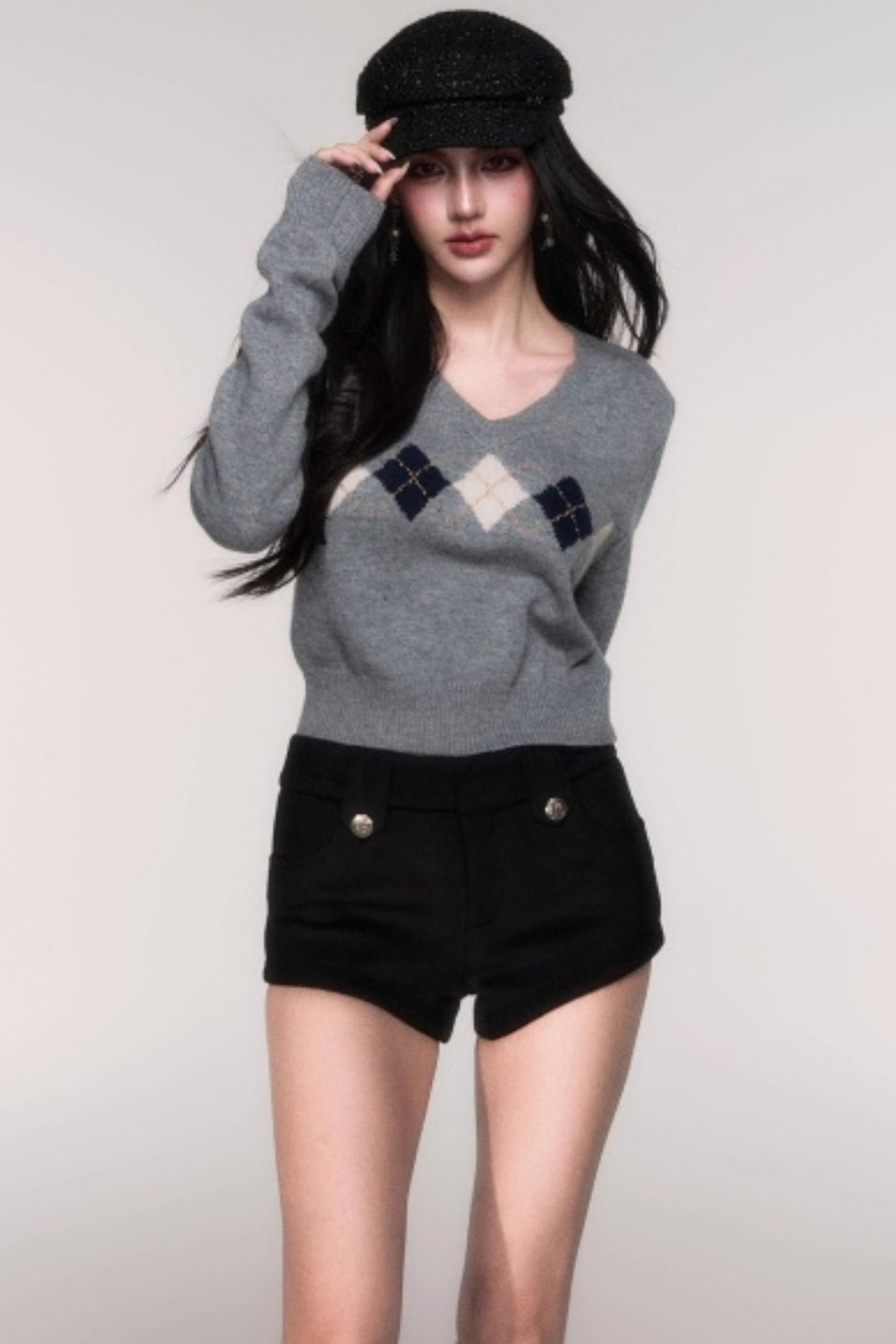 V-Neck Long Sleeve Pullover Sweater