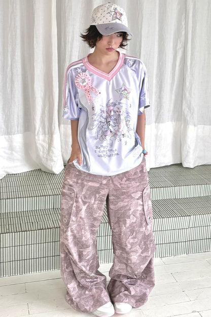 Y2K Strass-Camouflage-Hose