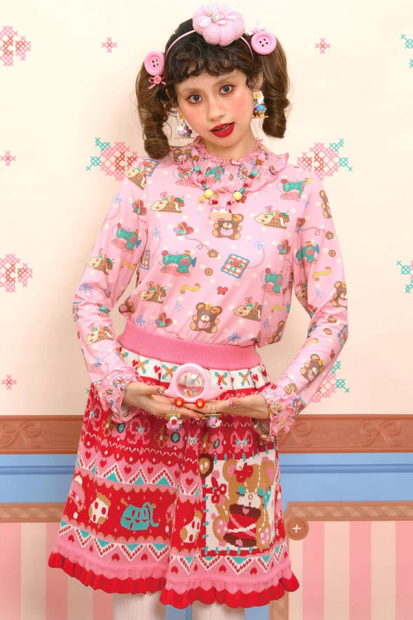 Cable-Knit Lace Collar Base Top