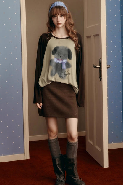 Contrasting Raglan Sleeve Top