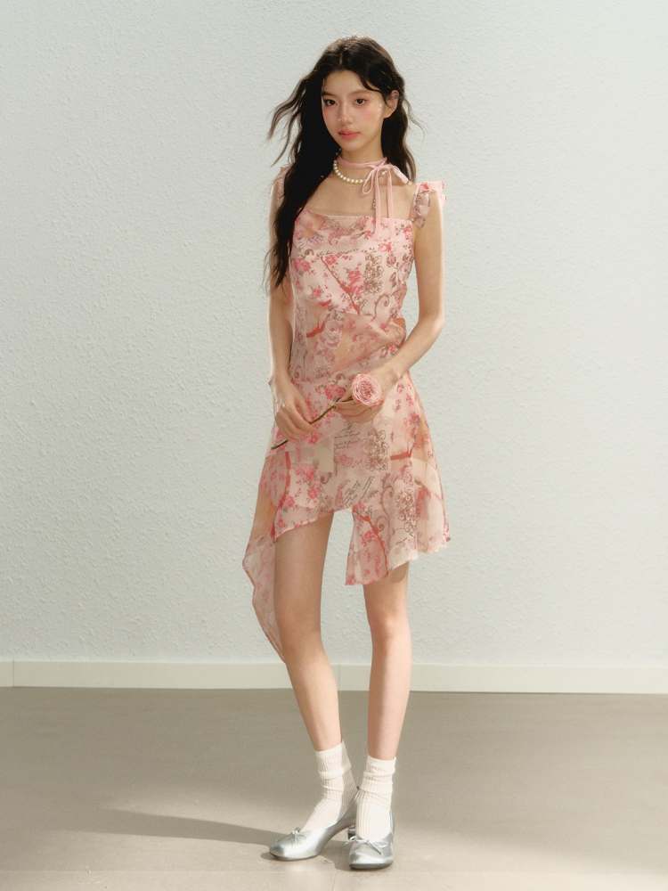 Floral Asymmetry Cami Dress