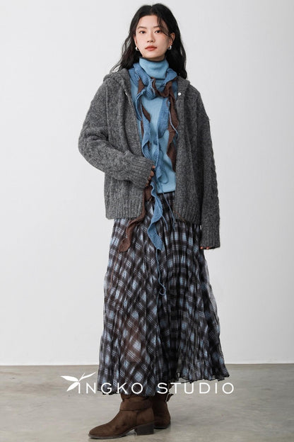 Blue Plaid Gauze Skirt