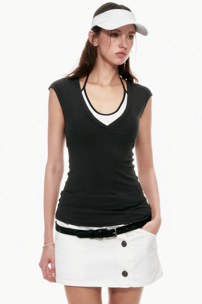 Viscose V-Neck Sleeveless Top