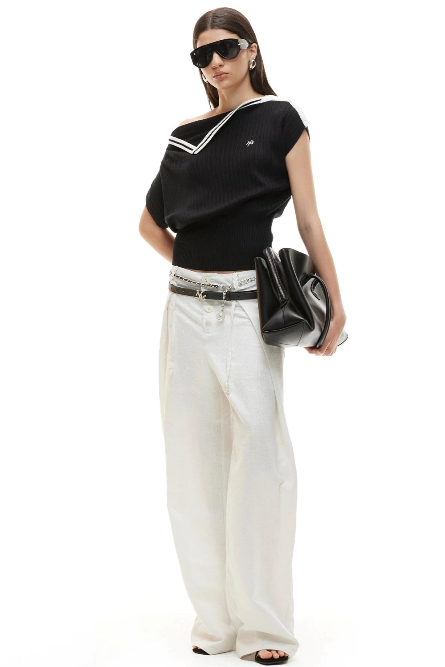 Acetate Wool Asymmetrical Top