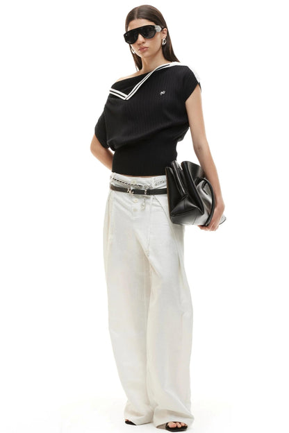 Acetate Wool Asymmetrical Top