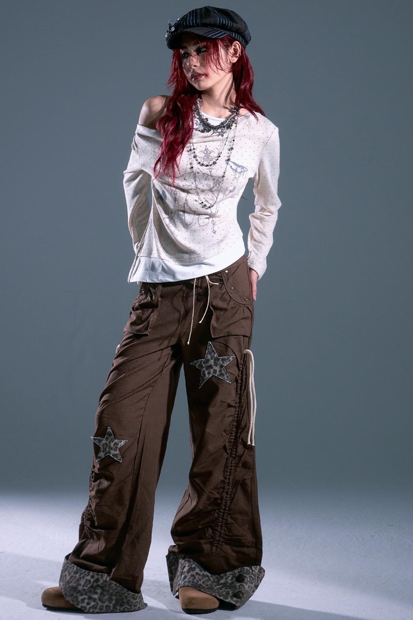 Vintage Polka Dot Swing Collar Top