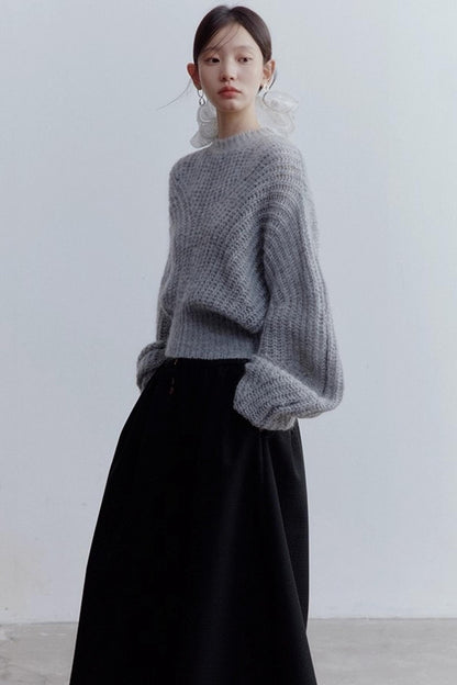 Furry Misty Gray Wool Top
