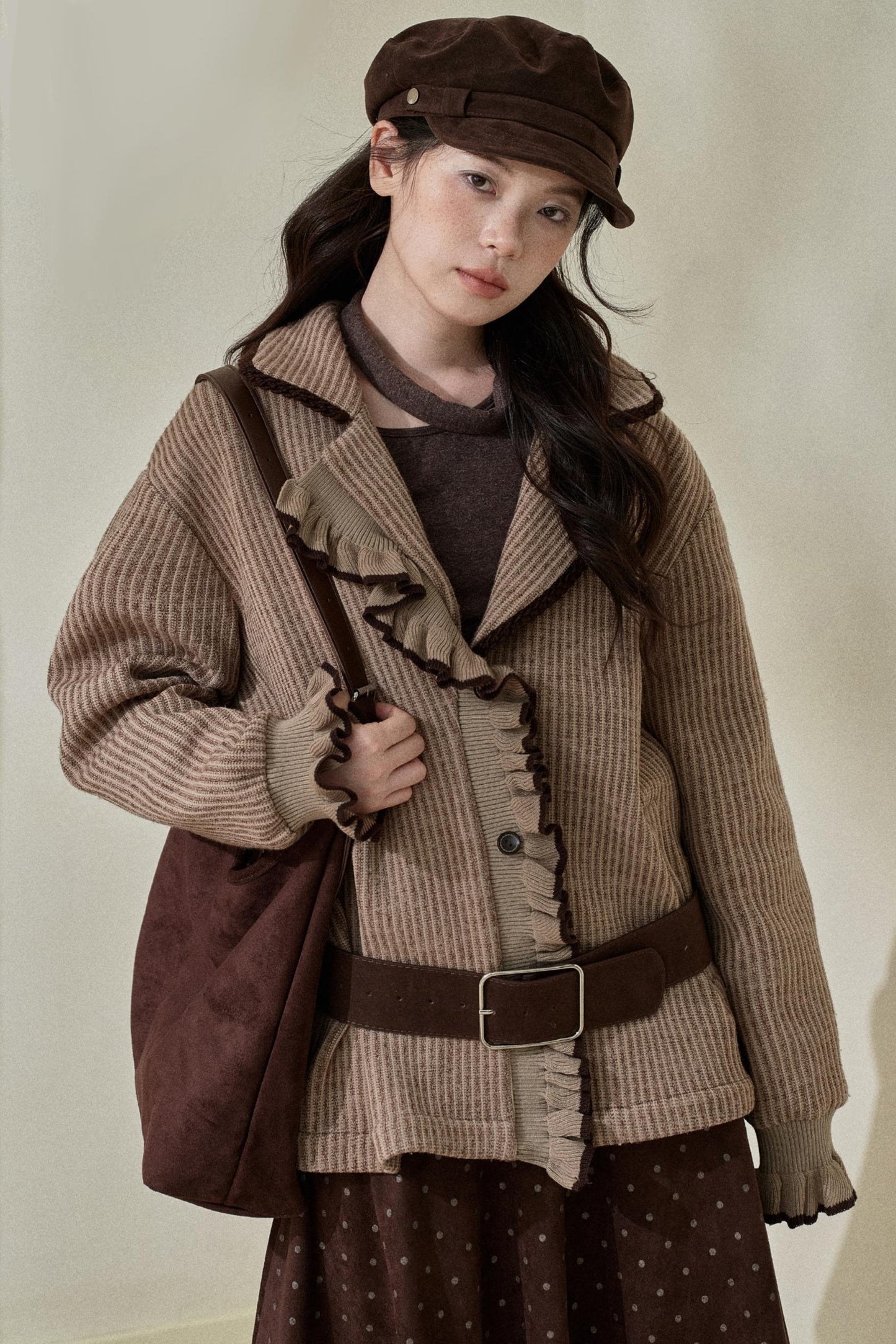 Original Striped Fleece Knitted Jacket