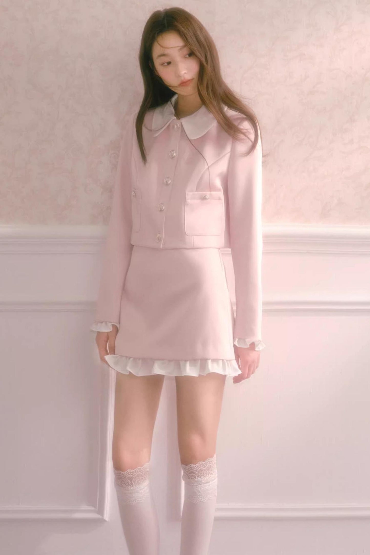 Autumn Collar Short Suit Skirt Set-Up