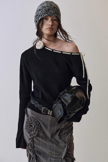 Rose Cross-Collar Knitwear