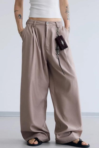 Lotus Root Pink Striped Wide-Leg Pants