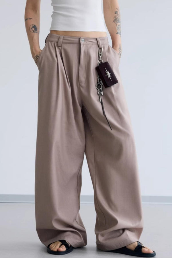 Lotus Root Pink Striped Wide-Leg Pants