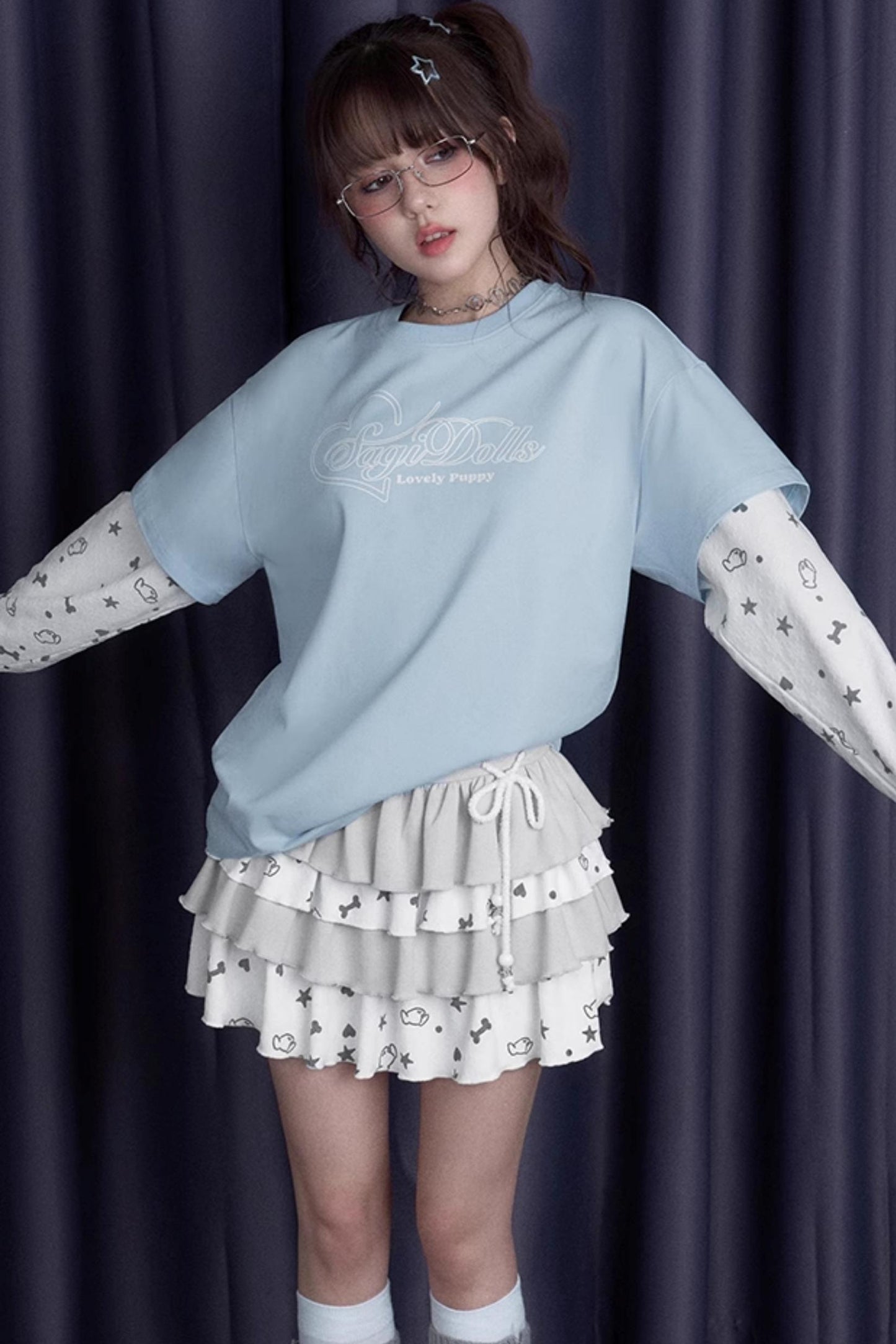 Chic Gray & White Skirt