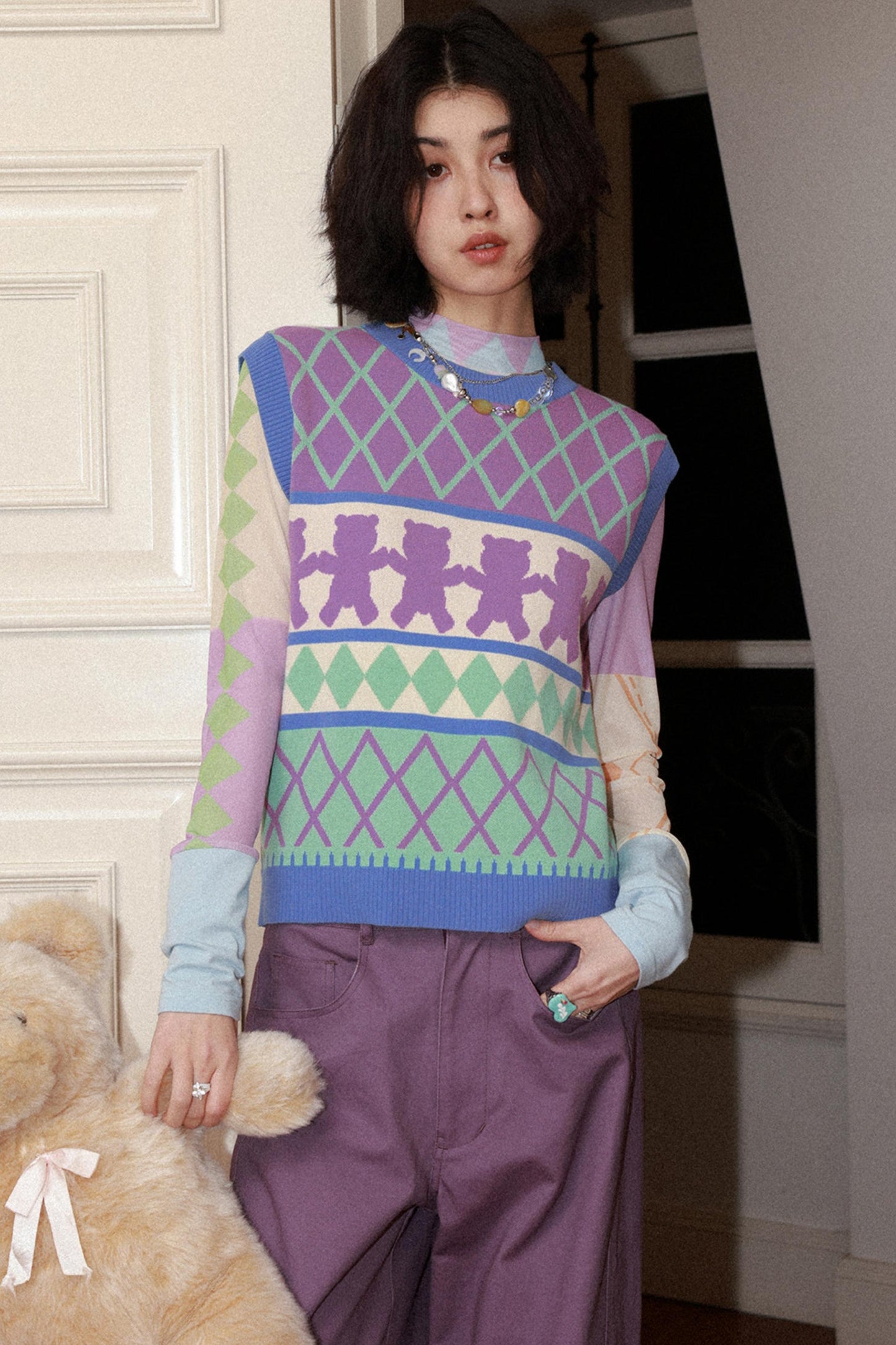 Retro Waffle Knit Vest