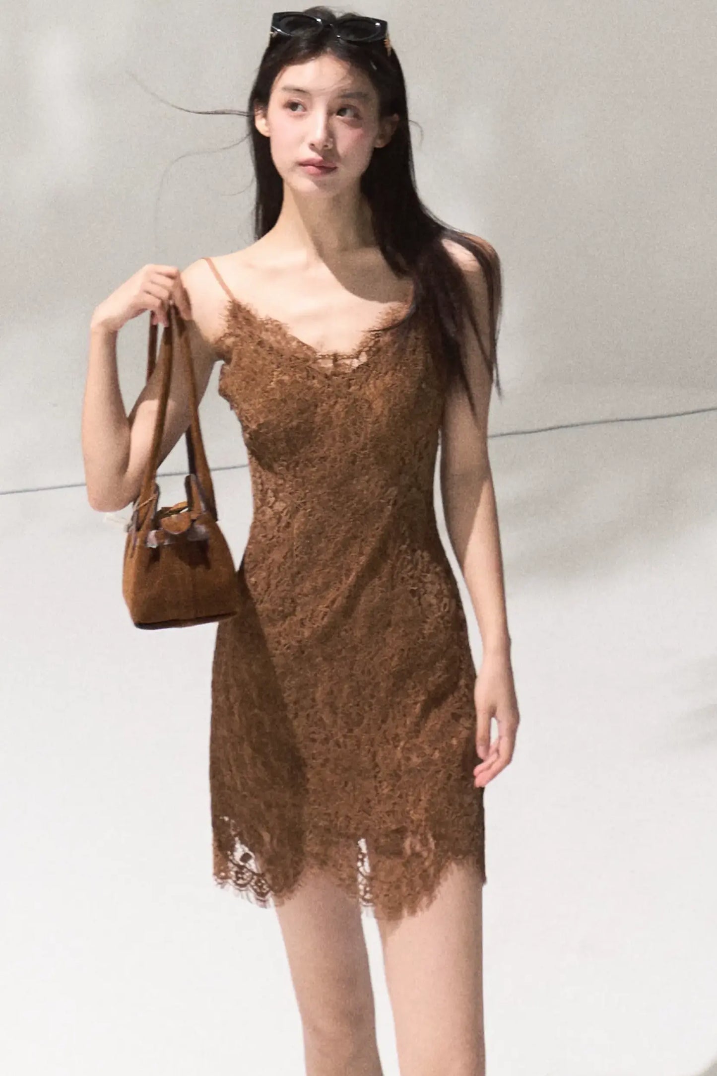 Heavy Velvet Lace Short Dress