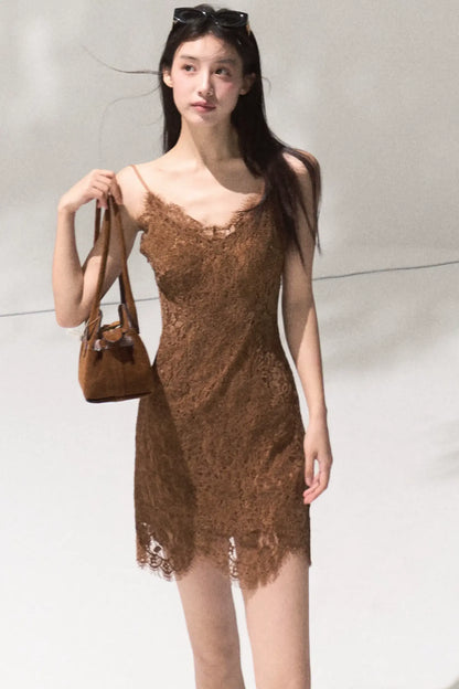 Heavy Velvet Lace Short Dress