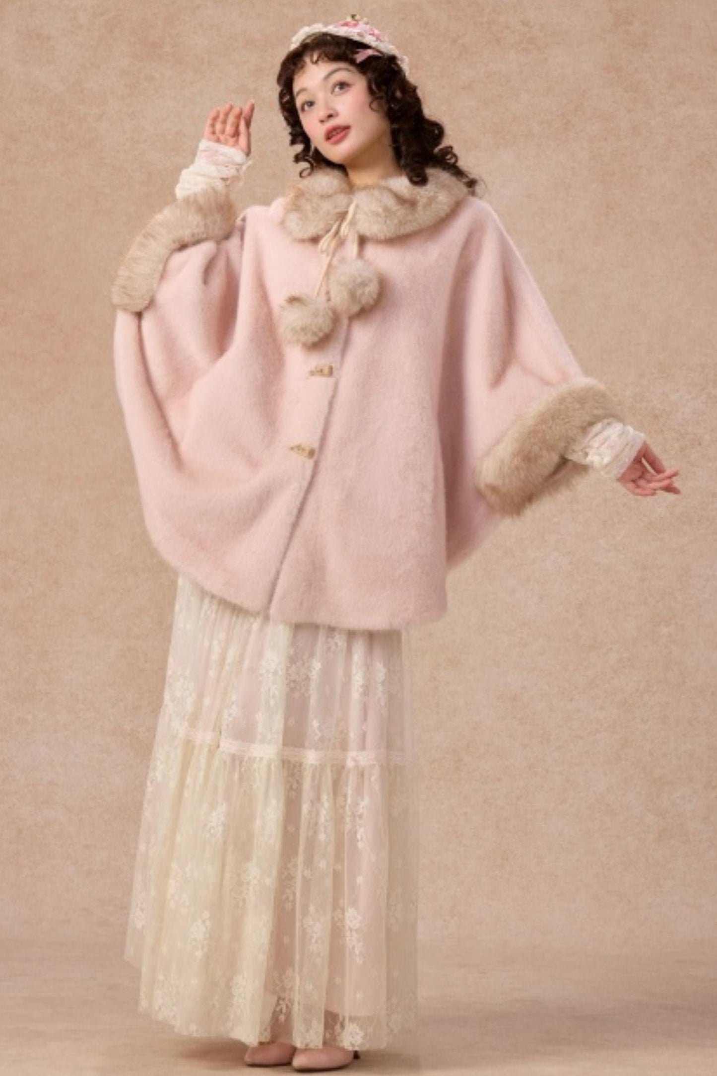 Lacemade Retro Fur Cape Coat