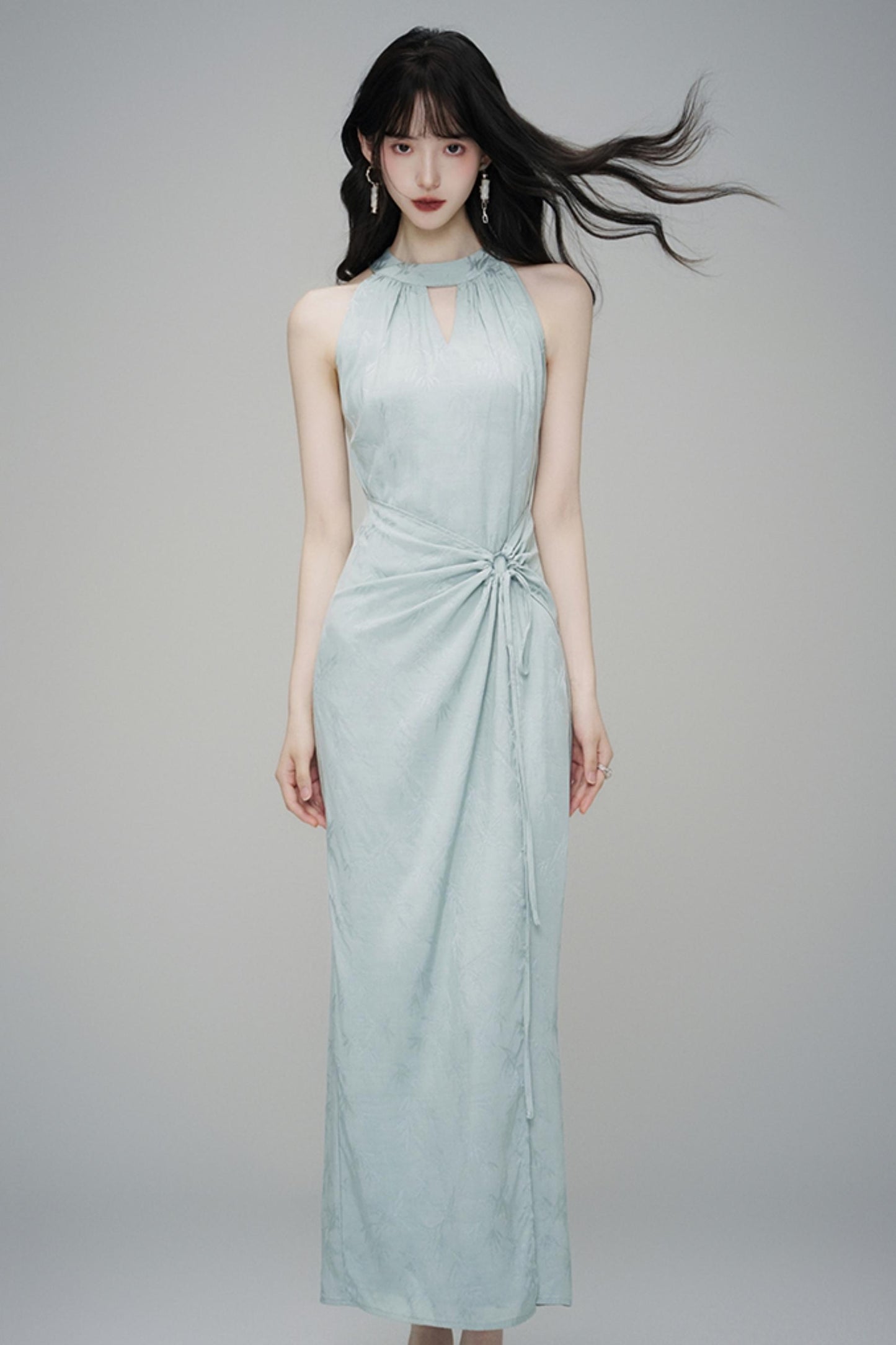 Elegant Sleeveless Jacquard Maxi Dress