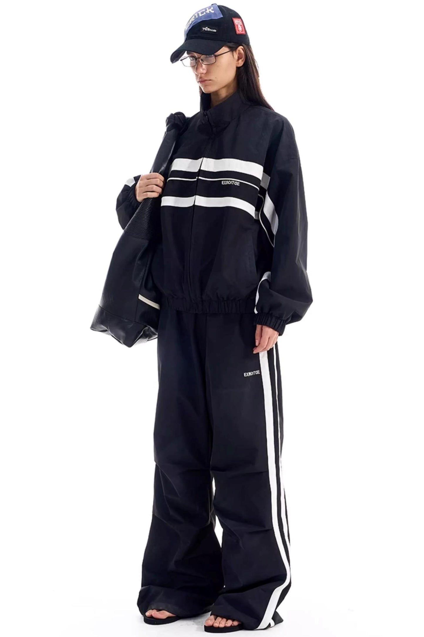 Color-Blocked Distressed Sports Jacket