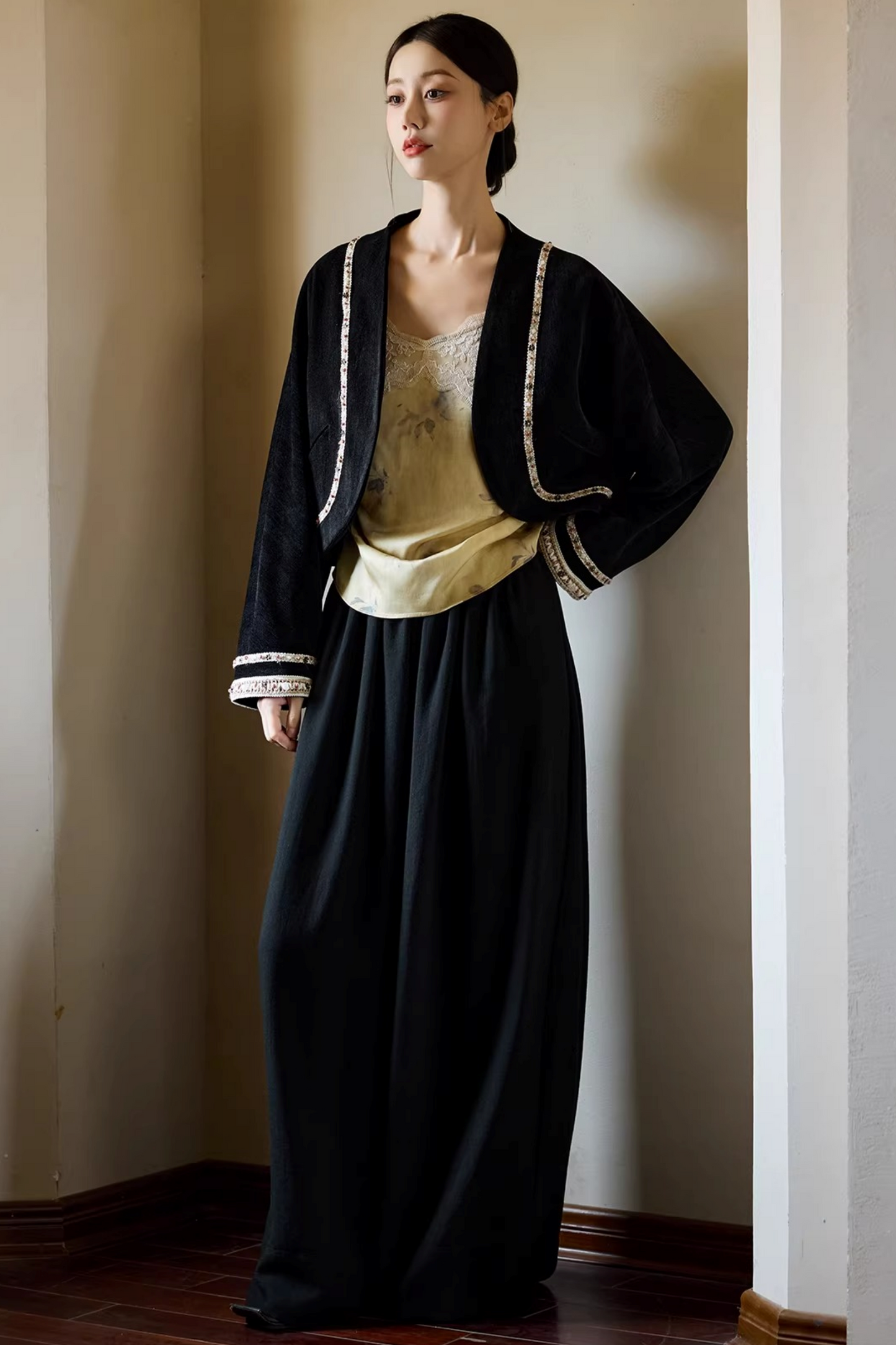 Ethnic Black Cocoon Jacket