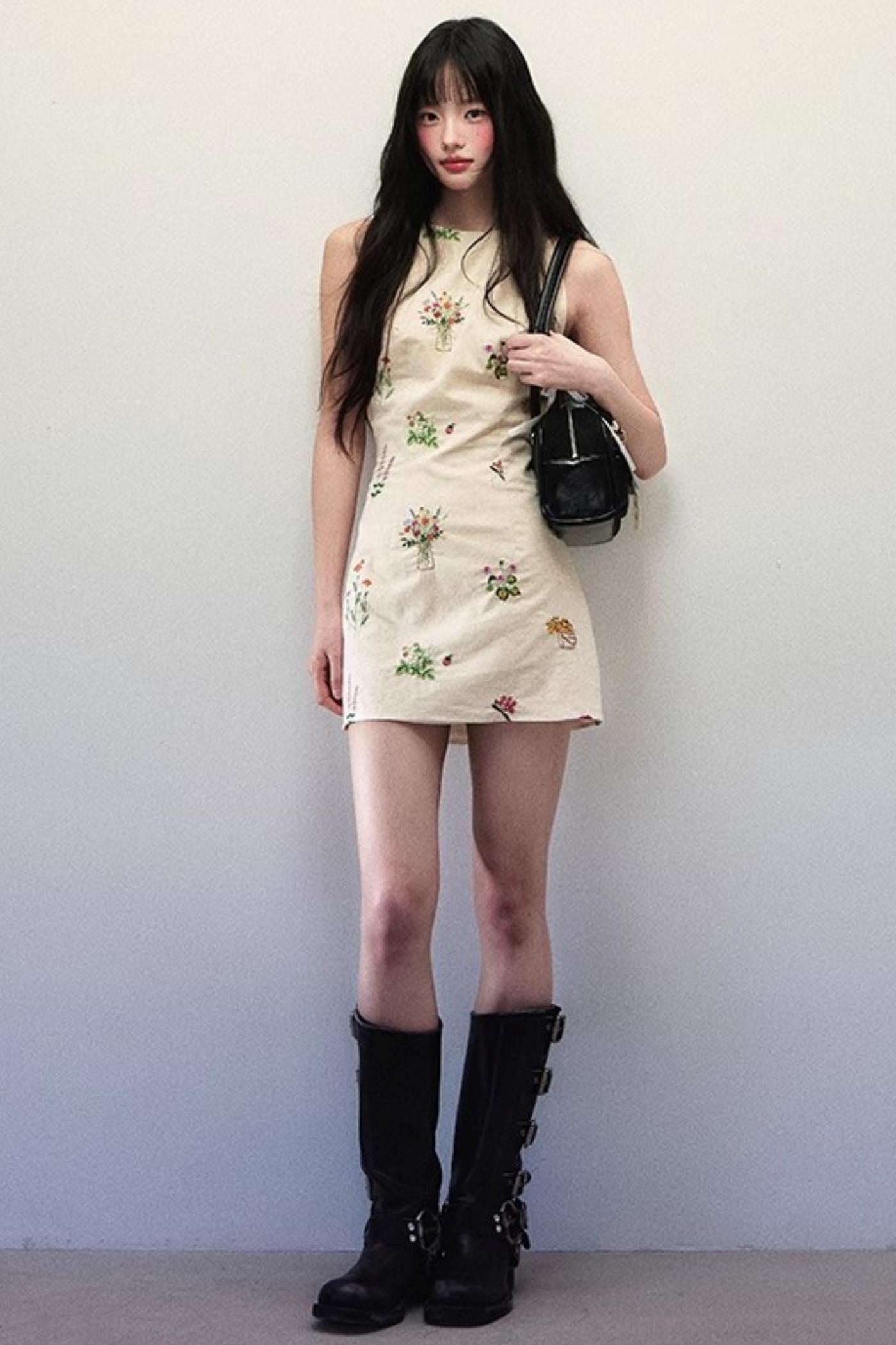 Summer Backless Embroidered Floral Dress