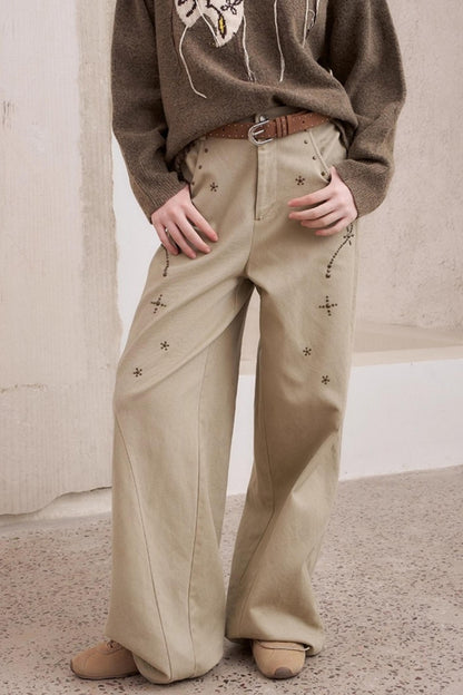 Diamond Straight Loose Wide Pants