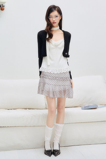 Black Drawstring Lace Cardigan