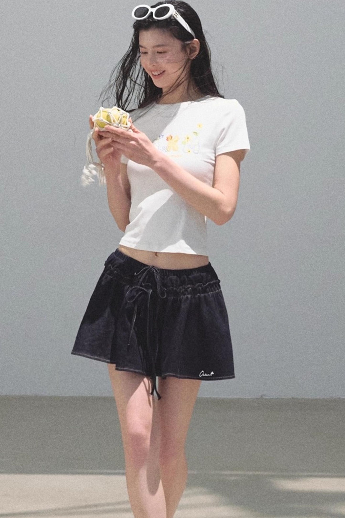 Embroidered Lyocell Puffy A-Line Skirt