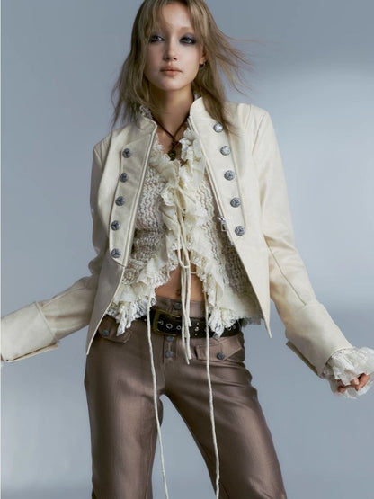 European Palace Beige Leather Jacket