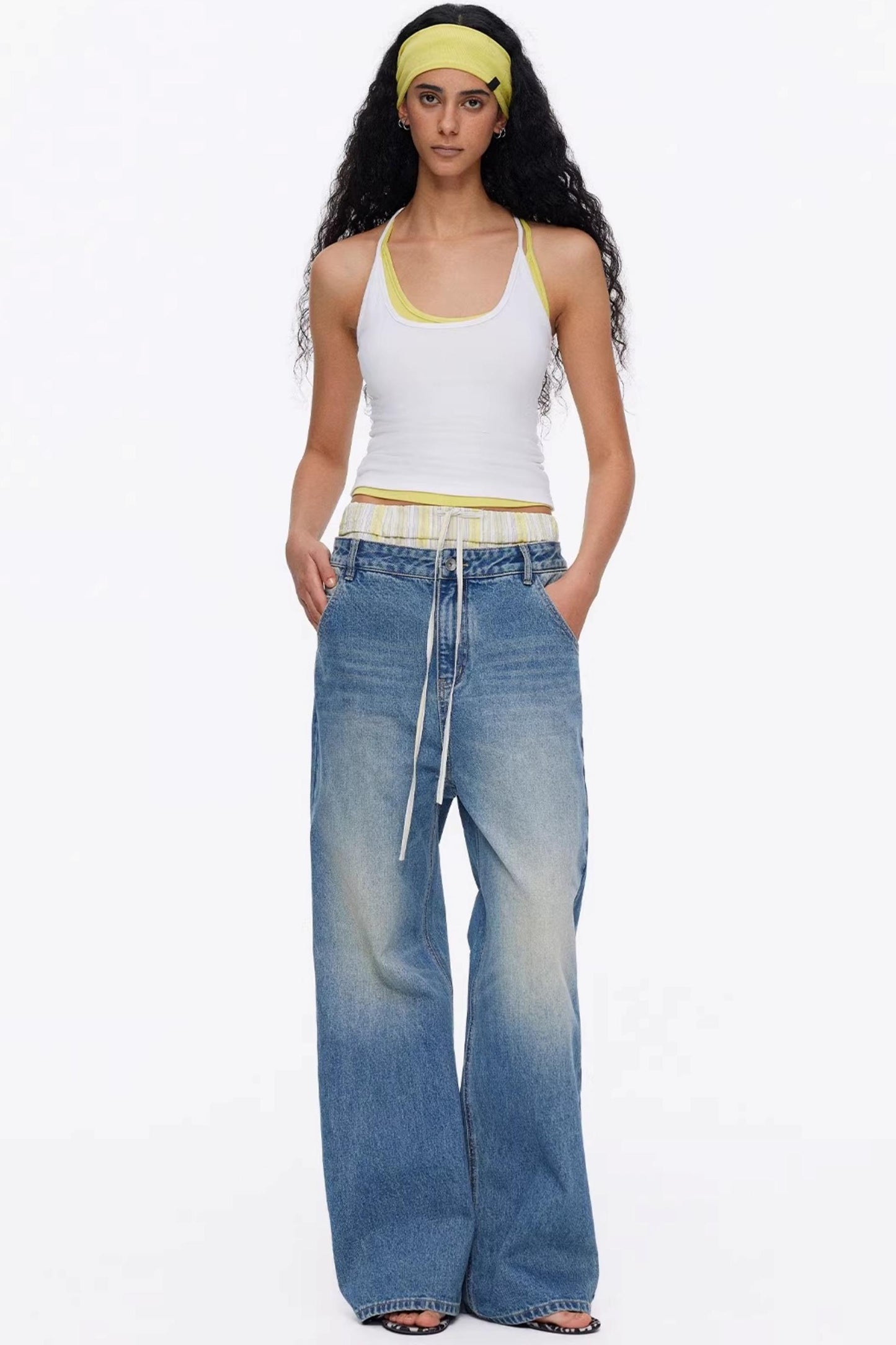 Ribbed Elastic Cotton Tank Top