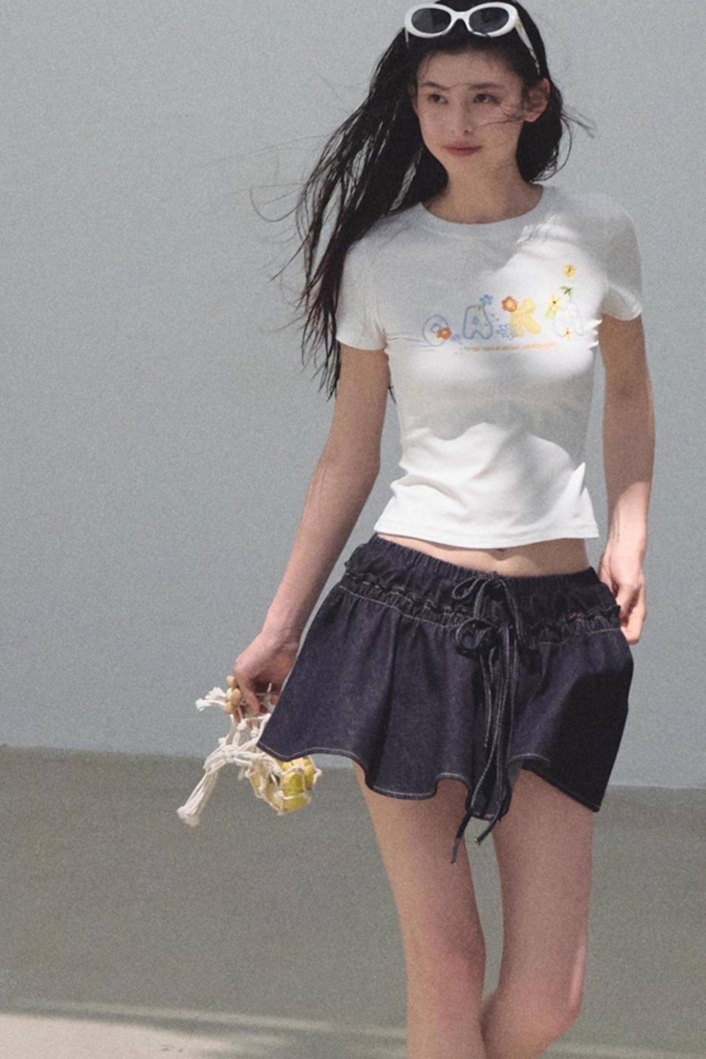 Embroidered Lyocell Puffy A-Line Skirt