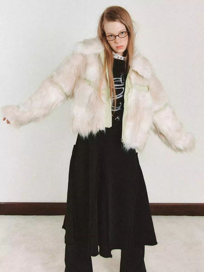 Splicing fur coat