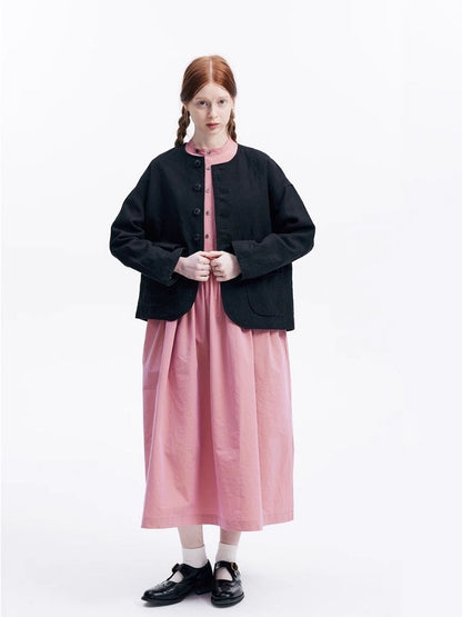 Basic Long Sleeve Literary Dress