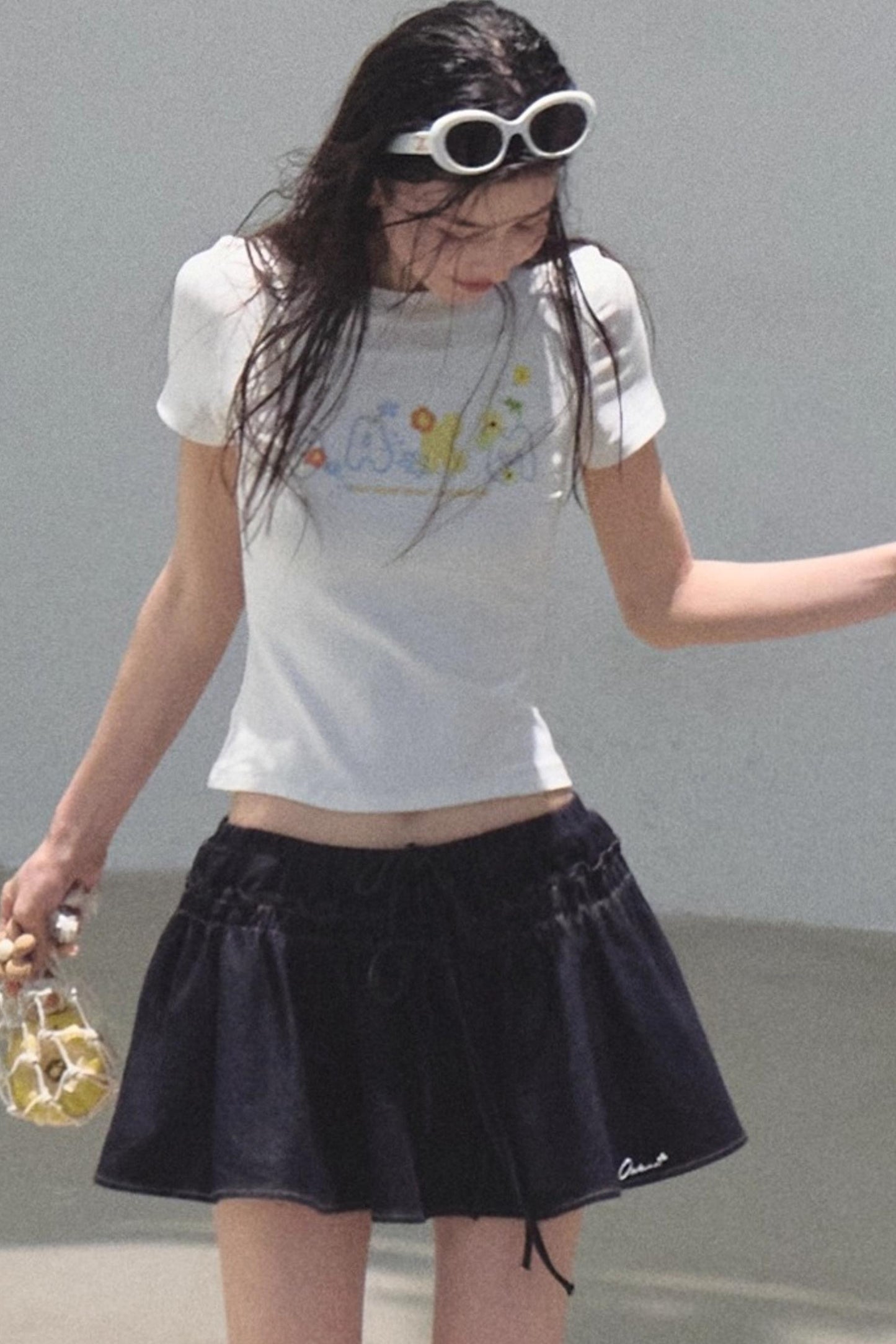 Embroidered Lyocell Puffy A-Line Skirt