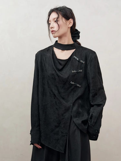 Lazy Loose Draped Jacquard Shirt