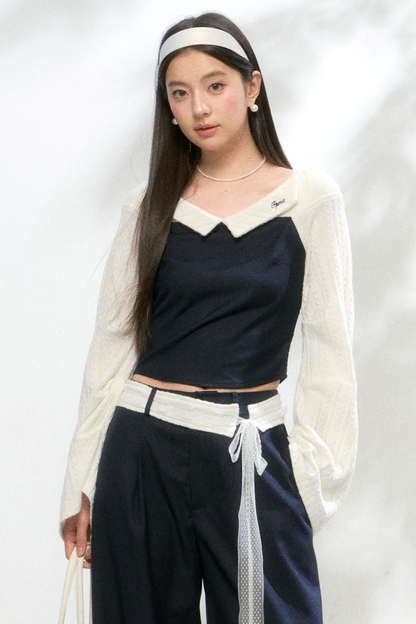 One-Shoulder Knitted Suit Set-Up