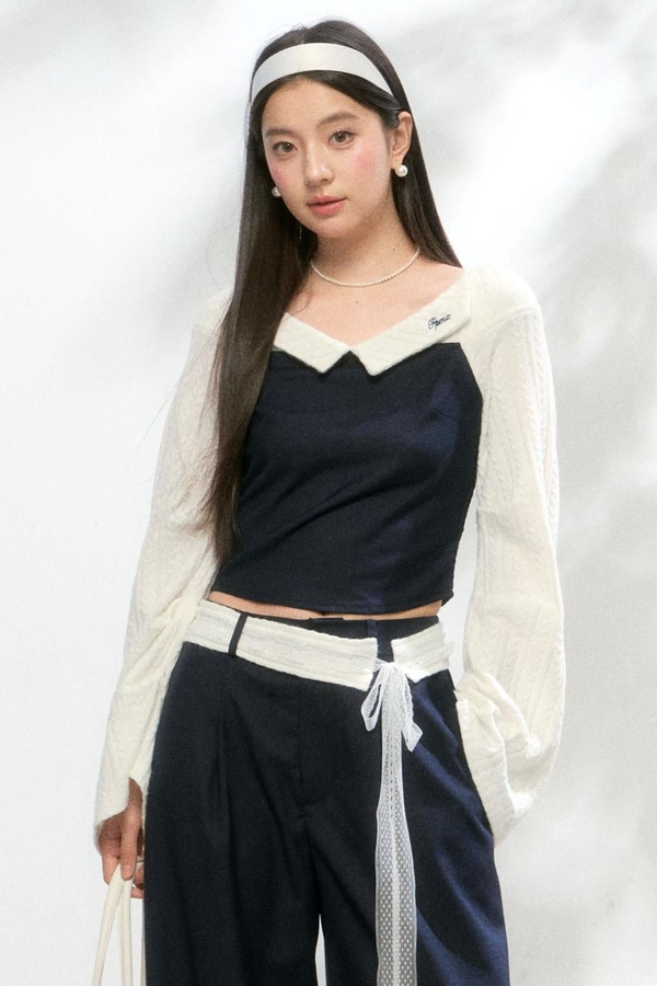 One-Shoulder Knitted Suit Set-Up