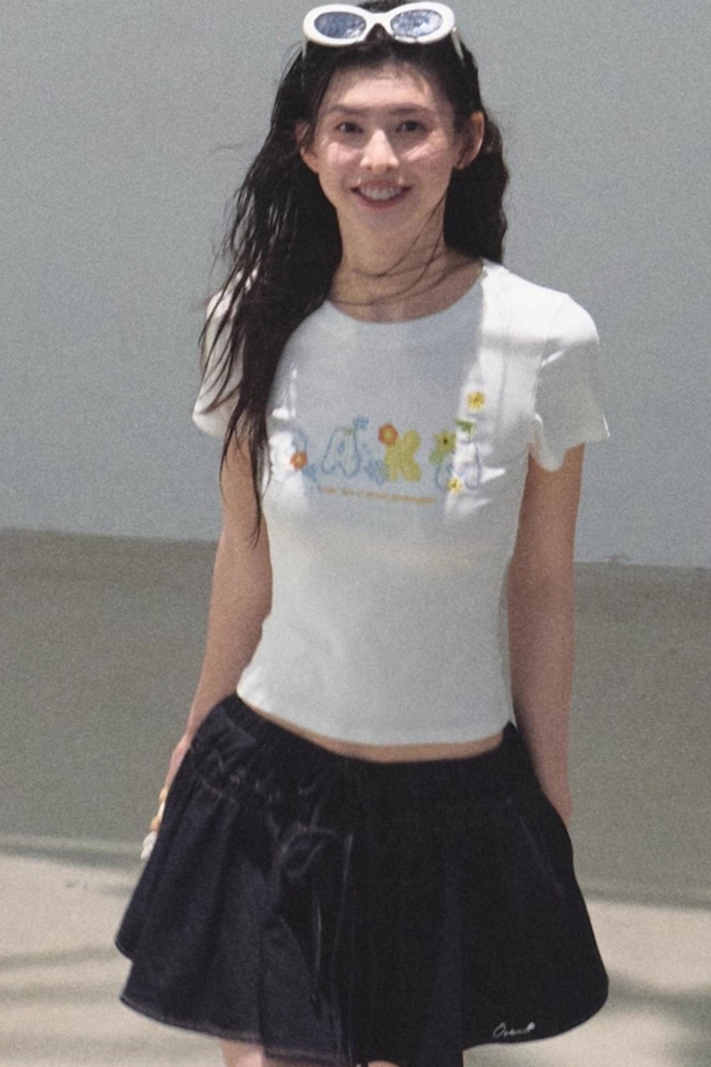 Embroidered Lyocell Puffy A-Line Skirt