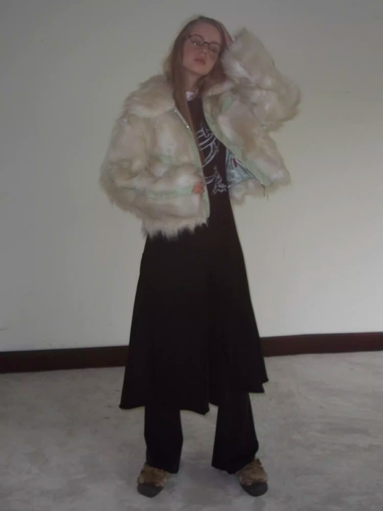 Splicing fur coat