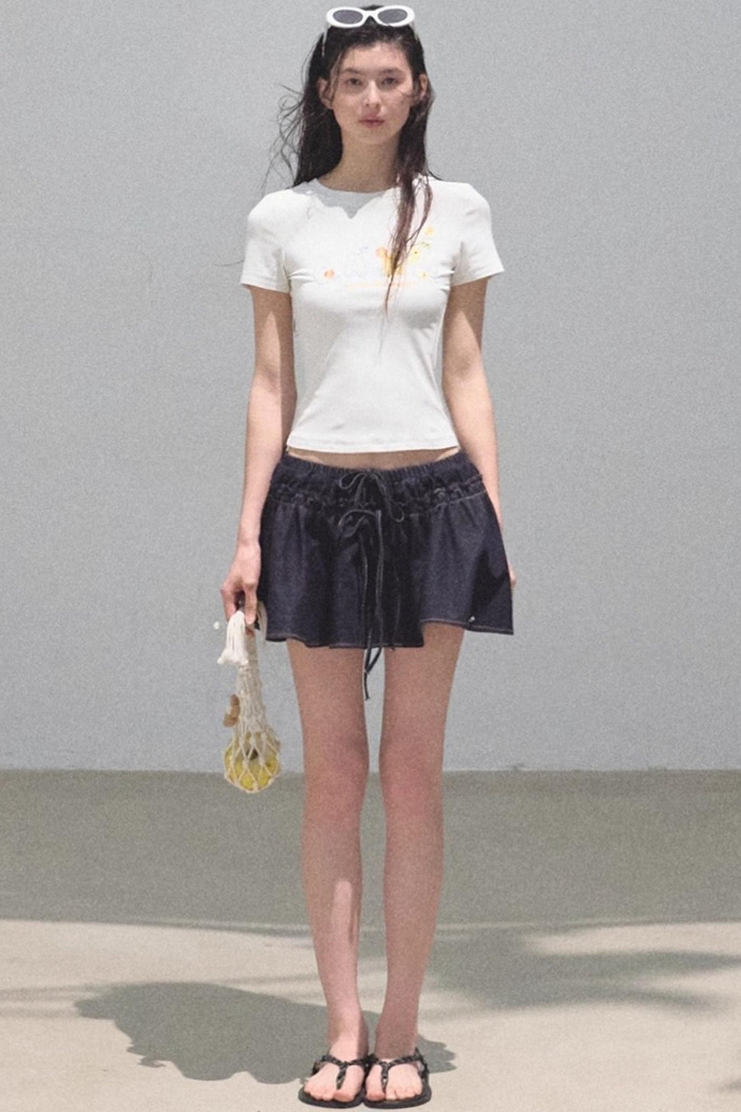 Embroidered Lyocell Puffy A-Line Skirt