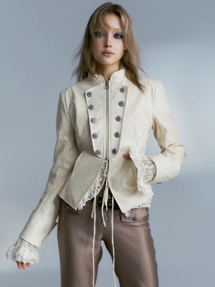 European Palace Beige Leather Jacket