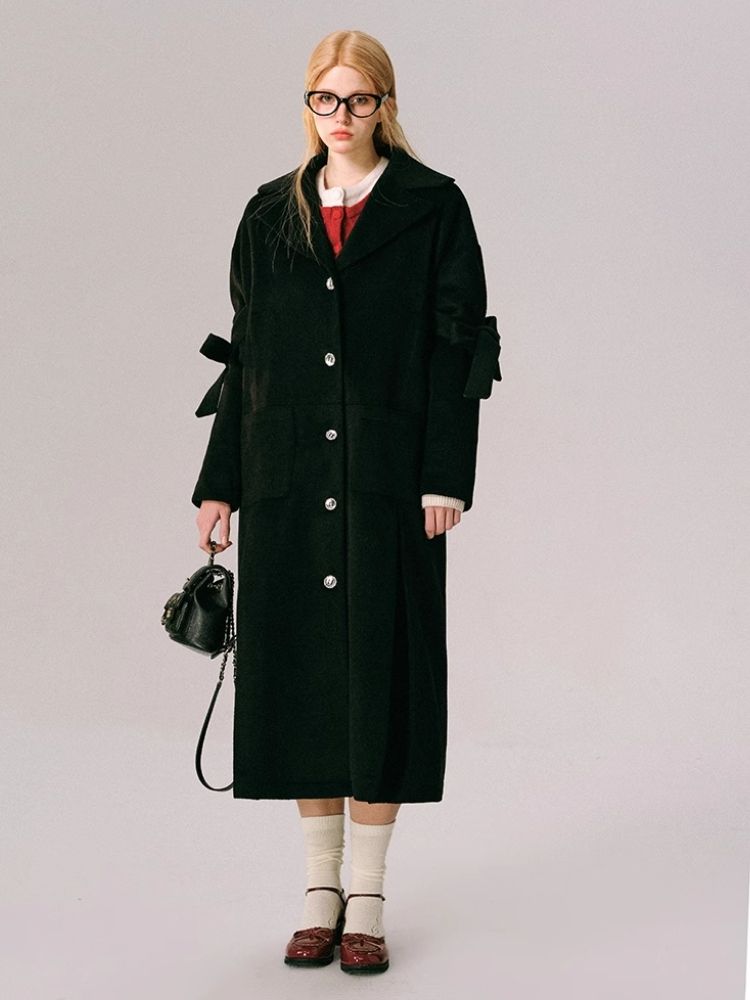 Wool Bow French Long Tweed Jacket