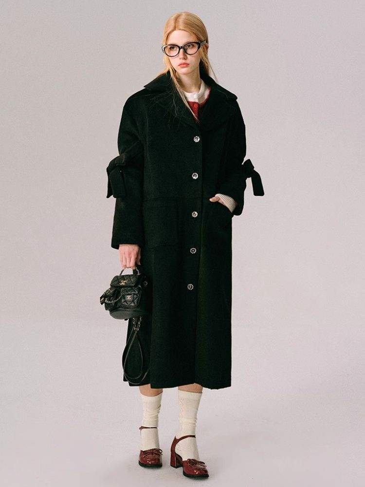 Wool Bow French Long Tweed Jacket