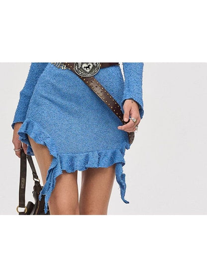 Waisted Irregular Knit Sweater Dresses