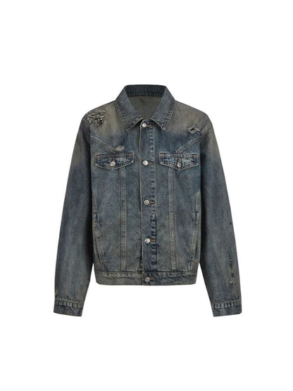 Heavy duty washed denim jacket