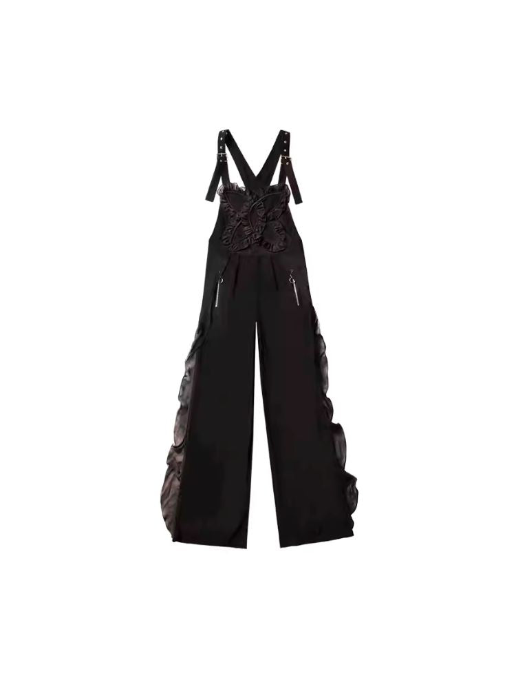 Lace Wide Leg Jumpsuit Back Pants