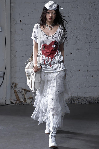 Sailor Style Printed Loose T-Shirt