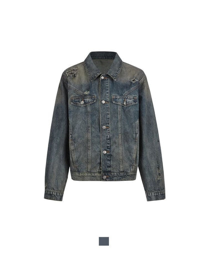 Heavy duty washed denim jacket