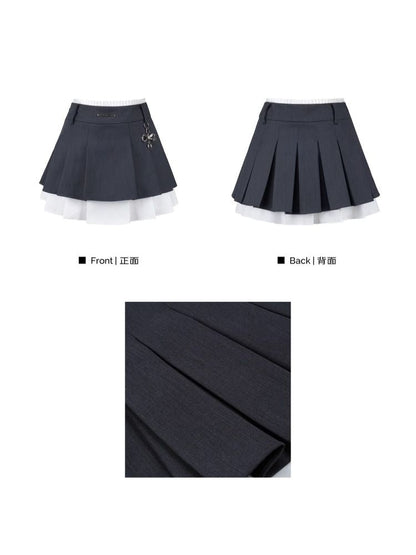 Irregular woven pleated skirt